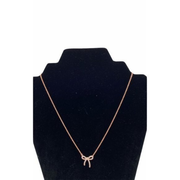 Ruella Bedazzled Ribbon Charm Necklace Rose Gold - Picture 1 of 10